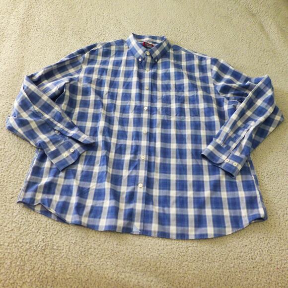 Untuckit Shirt Mens 3XL Button Up Blue Plaid Cotton Relaxed Long Sleeve - Picture 1 of 7